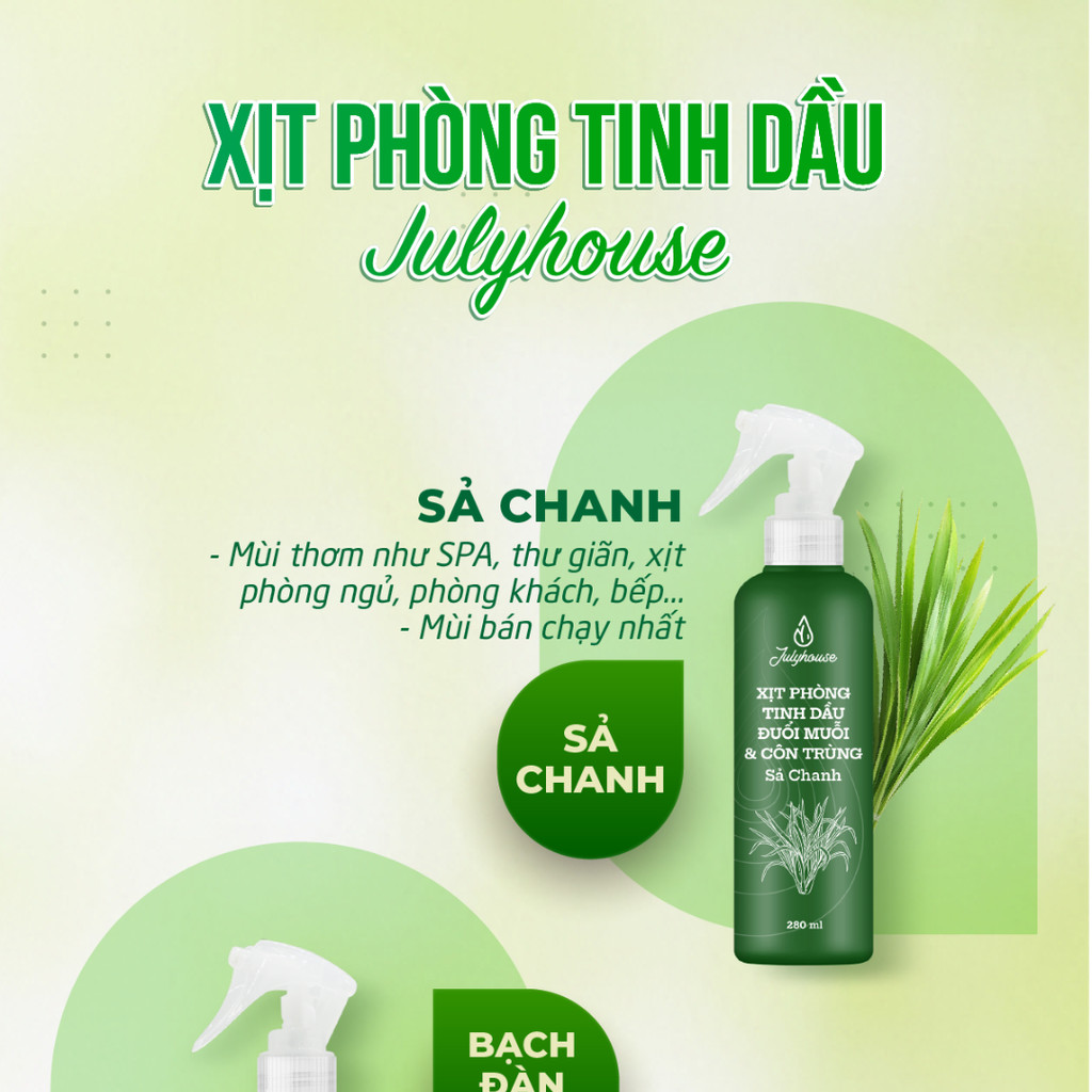 Mô tả Bình xịt phòng JULYHOUSE 280ml tinh dầu Sả Chanh, Bạc Hà, Bạch đàn chanh, Quế, Oải hương thơm phòng khử mùi hiệu quả - 4