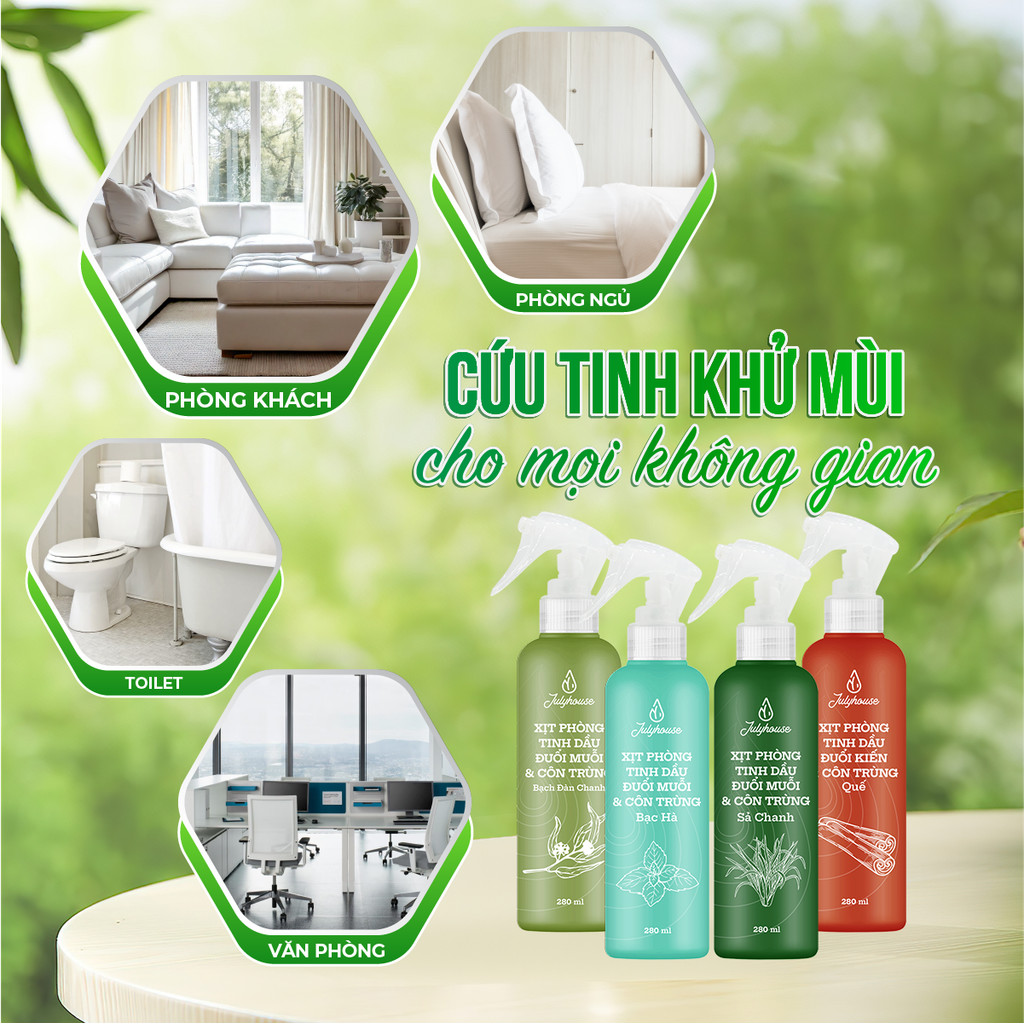 Mô tả Combo 2 bình xịt phòng tinh dầu Sả Chanh 280ml/chai JULYHOUSE khử mùi thơm phòng cấp tốc - 1