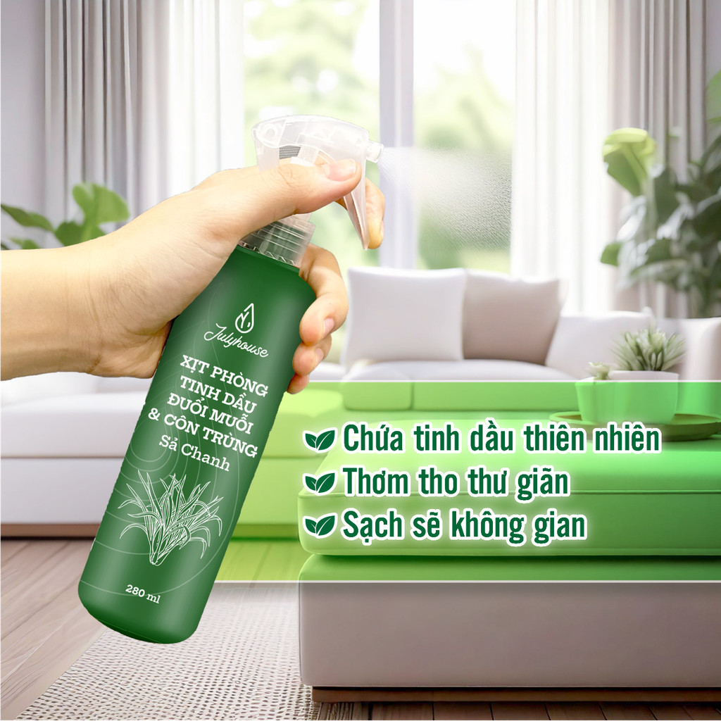 Mô tả Combo 2 bình xịt phòng tinh dầu Sả Chanh 280ml/chai JULYHOUSE khử mùi thơm phòng cấp tốc - 4