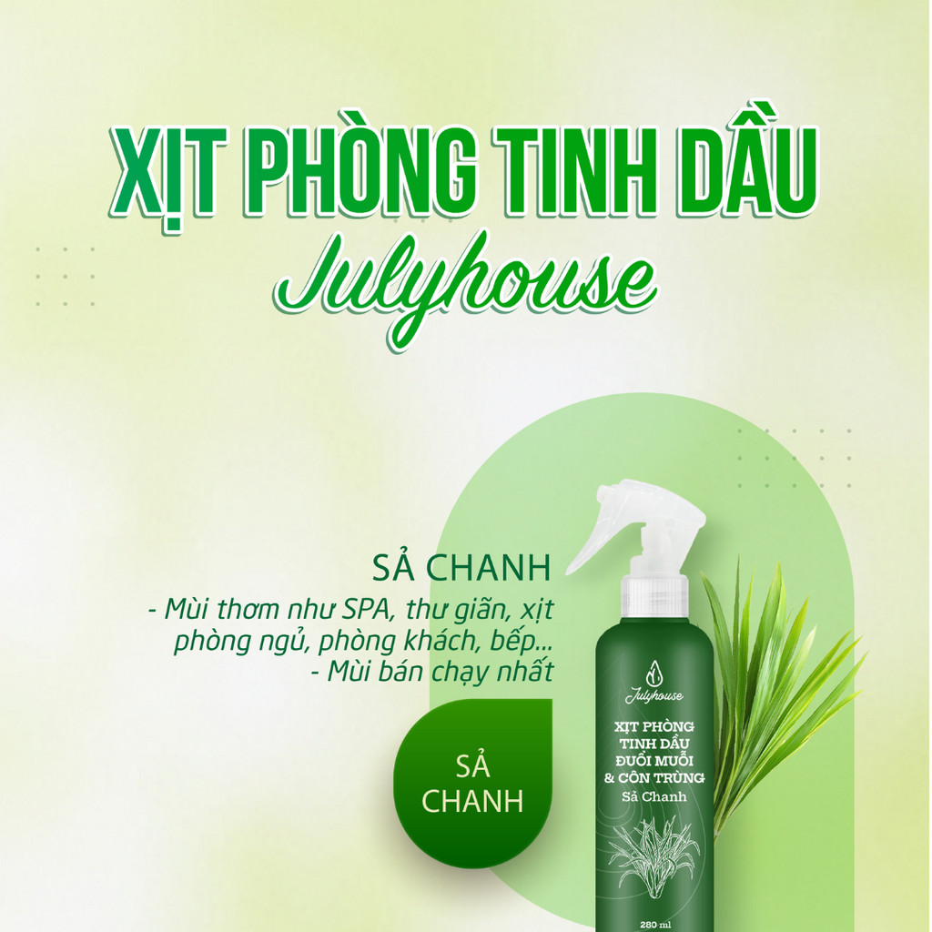 Mô tả Combo 2 bình xịt phòng tinh dầu Sả Chanh 280ml/chai JULYHOUSE khử mùi thơm phòng cấp tốc - 6