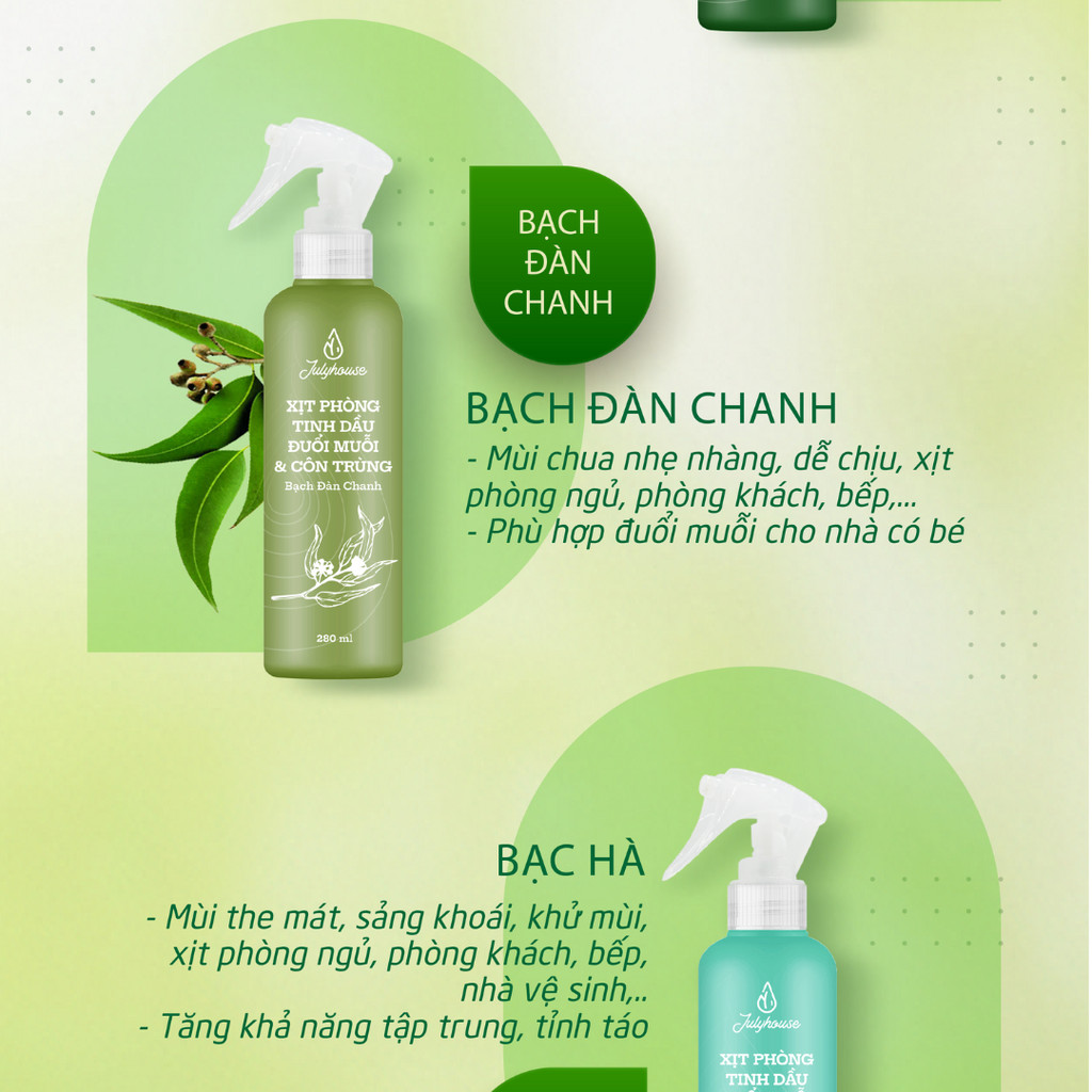 Mô tả Combo 2 bình xịt phòng tinh dầu Sả Chanh 280ml/chai JULYHOUSE khử mùi thơm phòng cấp tốc - 7