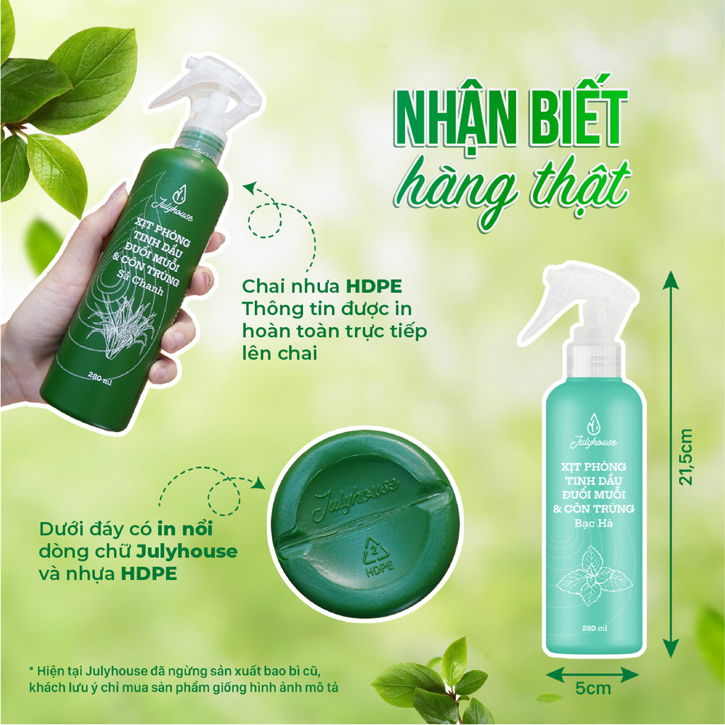 Mô tả Combo 2 bình xịt phòng tinh dầu Sả Chanh 280ml/chai JULYHOUSE khử mùi thơm phòng cấp tốc - 9