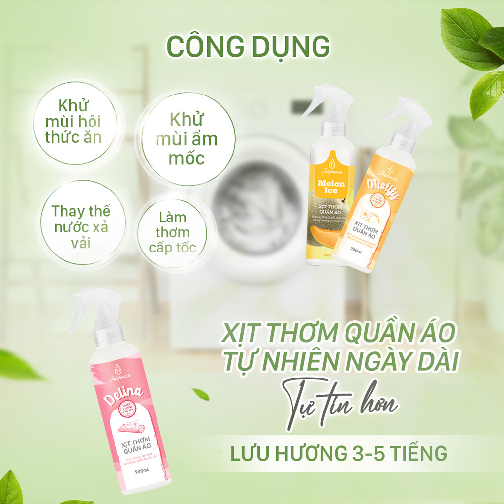 Mô tả Xịt thơm quần áo thơm mát ngày dài JULYHOUSE dung tích 20ml/280ml - 3
