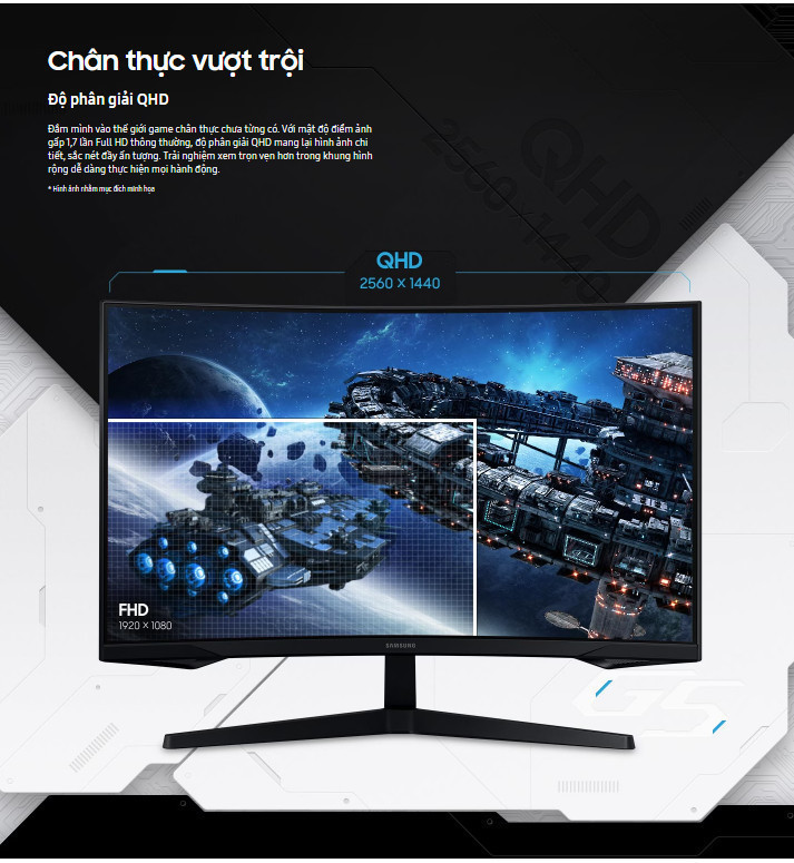 Mô tả Màn hình Gaming Samsung 32 inch Odyssey G5 G55C QHD 165Hz LS32CG552EEXXV - 3