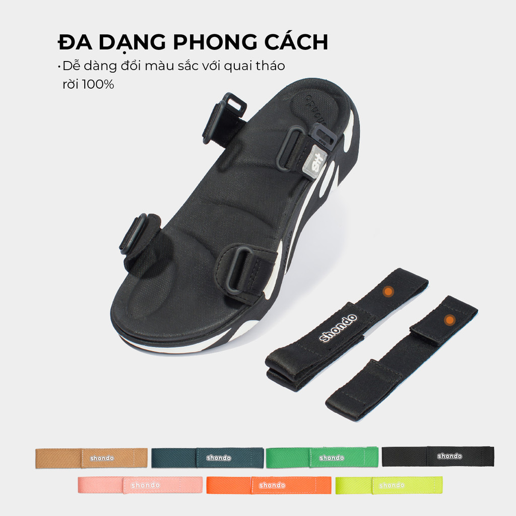 Mô tả Giày Sandal Nam Nữ Shondo Êm Chân, Bền F8 Đen Trắng Ver.2 F8M1012 - 3