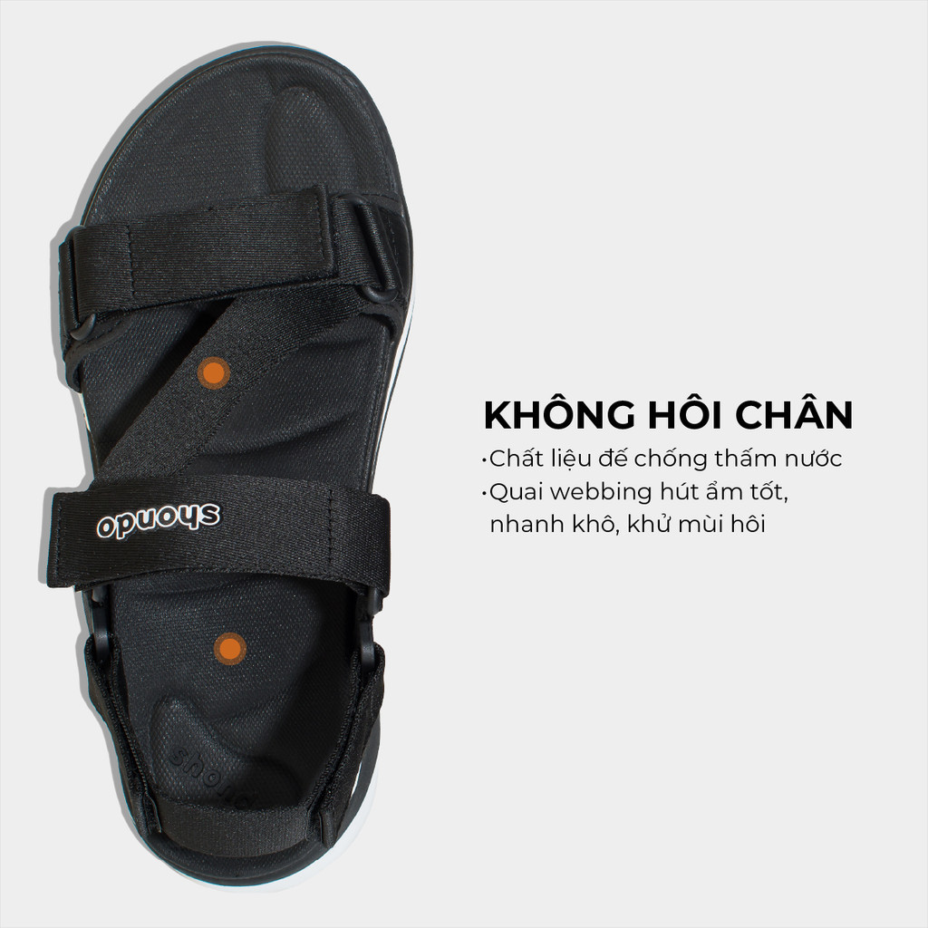 Mô tả Giày Sandal Nam Nữ Shondo Êm Chân, Bền F8 Đen Trắng Ver.2 F8M1012 - 4
