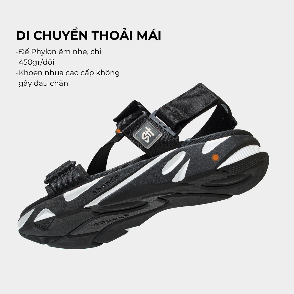 Mô tả Giày Sandal Nam Nữ Shondo Êm Chân, Bền F8 Đen Trắng Ver.2 F8M1012 - 5