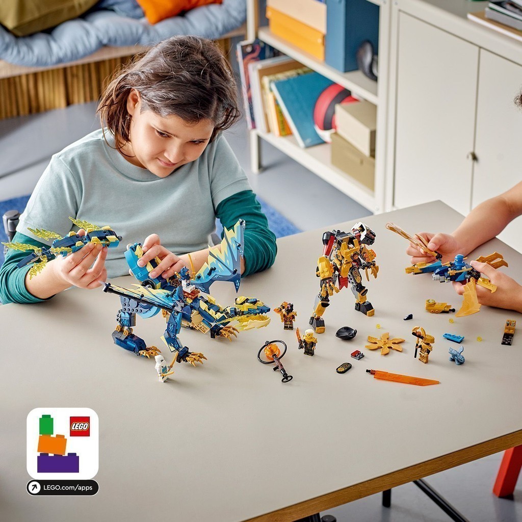 LEGO NINJAGO 71796 Đồ chơi lắp ráp Rồng nguyên tố đối đầu chiến giáp đế ...