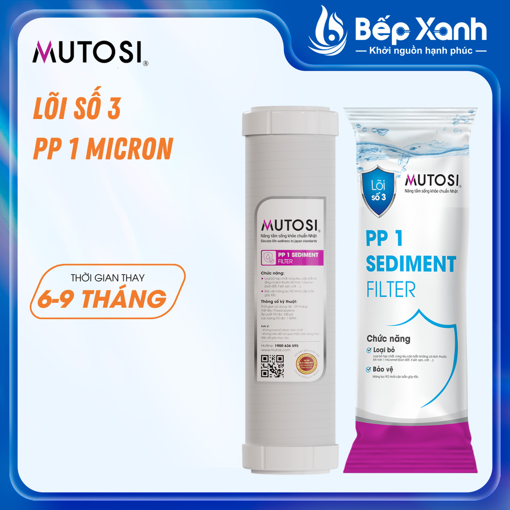Mô tả Bộ lõi lọc nước 123 MUTOSI - Bộ 3 lõi lọc thô chính hãng - 3
