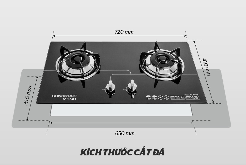 Mô tả Bếp gas âm 2 vùng nấu Sunhouse Mama MMB6632 - Hàng chính hãng - 6
