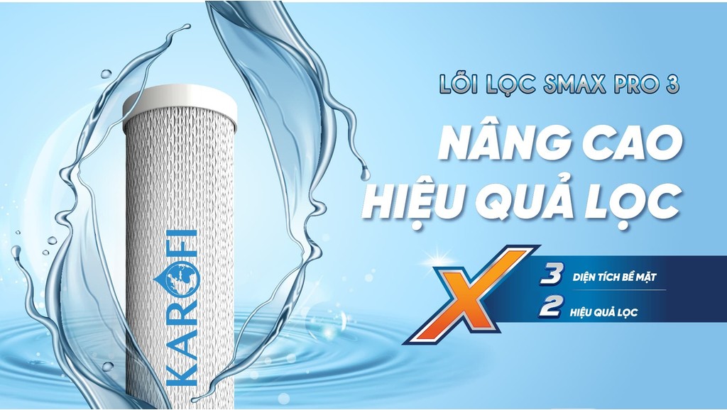 Mô tả Bộ lõi lọc Karofi 1,2,3 SMAX PRO - Hàng chính hãng, lắp được cho các máy lọc RO có 3 cốc lọc thô 10 inch - 4