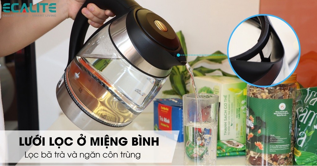 Mô tả Bình Đun Siêu Tốc Ecalite EK-G1812 (1.8L) - Đèn LED Đổi Màu - 4