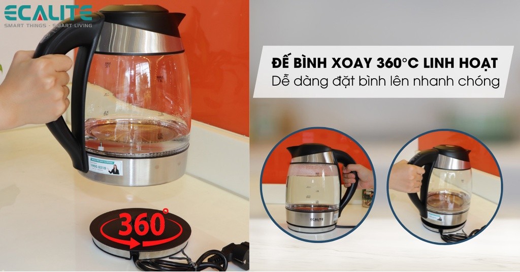 Mô tả Bình Đun Siêu Tốc Ecalite EK-G1812 (1.8L) - Đèn LED Đổi Màu - 6