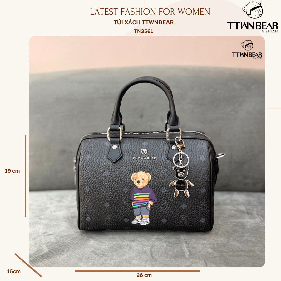 Mô tả Túi xách nữ TTWN BEAR chính hãng - TN3561 da pvc kèm charm và dây đeo đi học đi chơi - 2