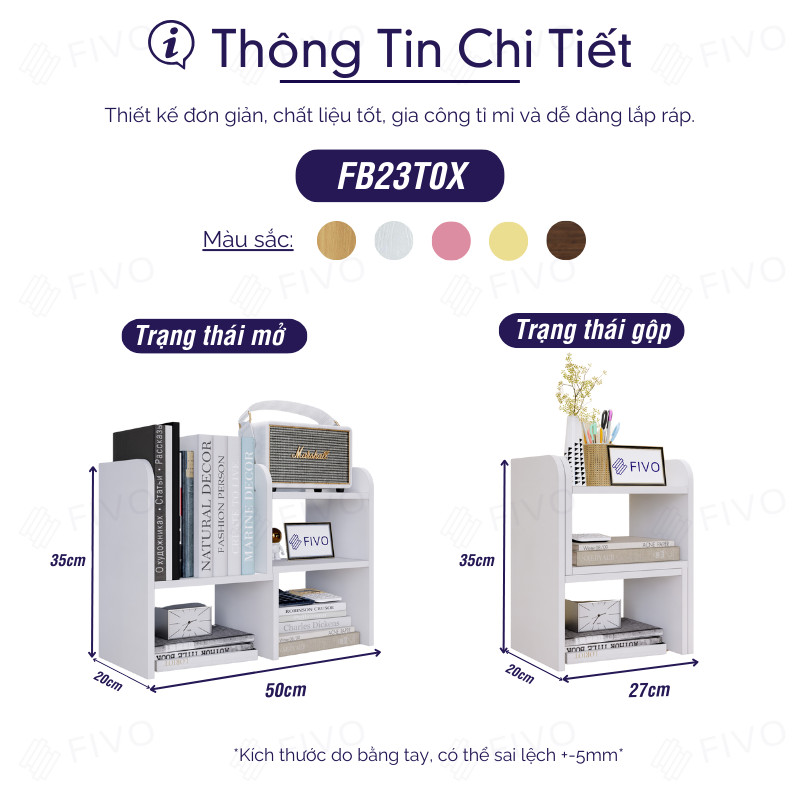 Mô tả Kệ Sách Gỗ Mini Để Bàn Đa Năng FIVO FB23 Điều Chỉnh Linh Hoạt, Lắp Ghép Tiện Lợi, Trang Trí Góc Làm Việc Và Học Tập - 2