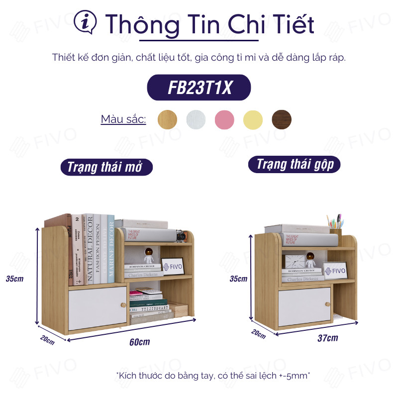 Mô tả Kệ Sách Gỗ Mini Để Bàn Đa Năng FIVO FB23 Điều Chỉnh Linh Hoạt, Lắp Ghép Tiện Lợi, Trang Trí Góc Làm Việc Và Học Tập - 3