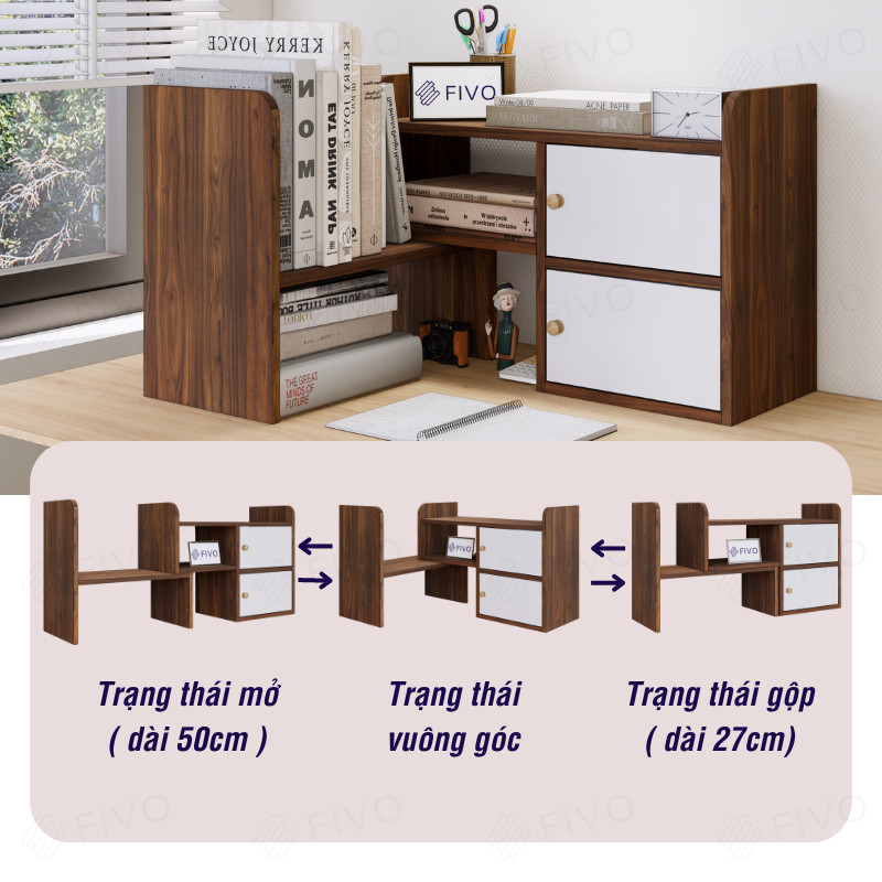 Mô tả Kệ Sách Gỗ Mini Để Bàn Đa Năng FIVO FB23 Điều Chỉnh Linh Hoạt, Lắp Ghép Tiện Lợi, Trang Trí Góc Làm Việc Và Học Tập - 6