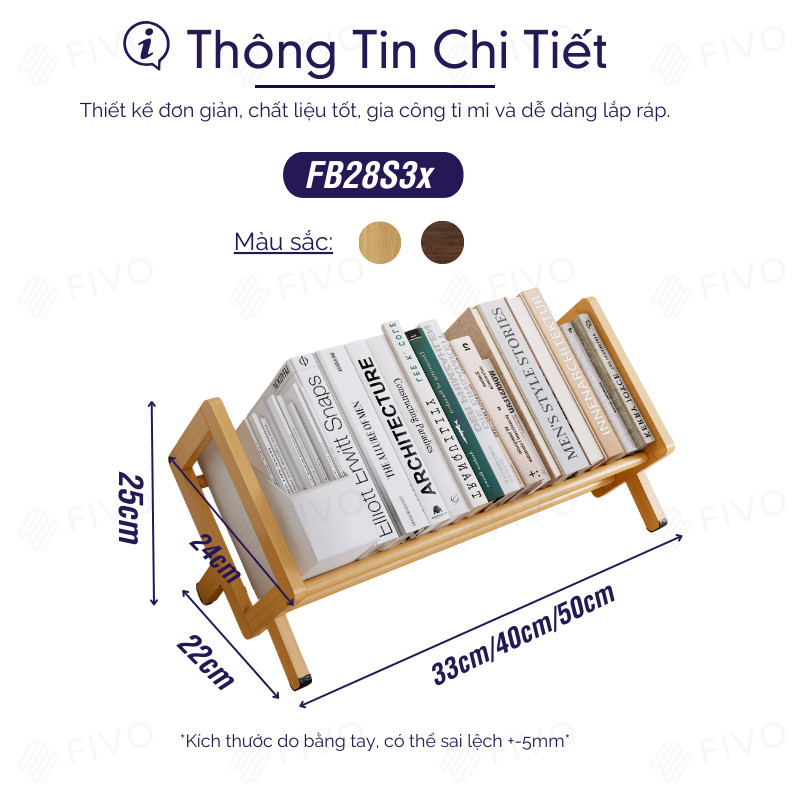 Kệ Sách Gỗ Tre Tự Nhiên FB28 FIVO Kích Thước