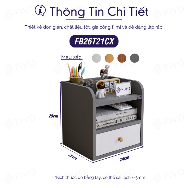 Kệ Sách Gỗ Mini Để Bàn FIVO FB26 Tiết Kiệm Diện Tích