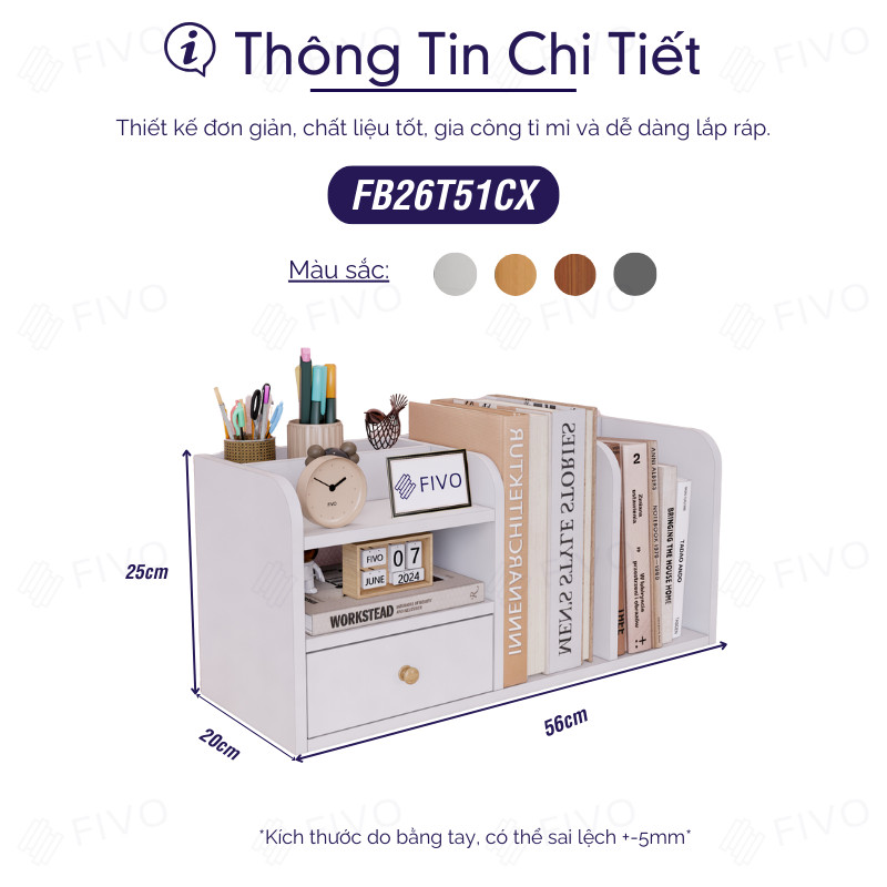 Kệ Sách Gỗ Mini Để Bàn FIVO FB26 Chất Liệu Gỗ MDF