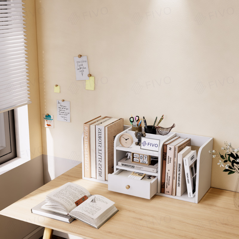 Kệ Sách Gỗ Mini Để Bàn FIVO FB26 Kích Thước