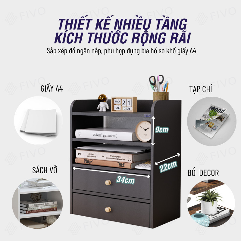 Mô tả Kệ Sách Gỗ Mini Để Bàn FIVO FB27 Đa Năng, Dễ Lắp Ráp, Tiết Kiệm Không Gian, Gọn Gàng Góc Học Tập Và Làm Việc - 6