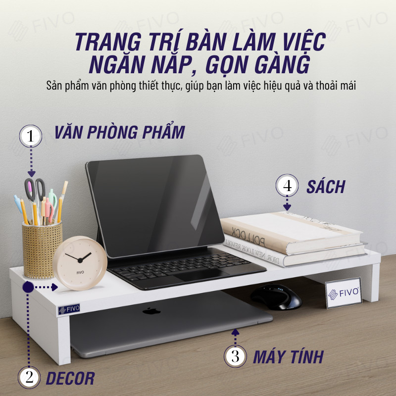 Kệ Máy Tính Gỗ FIVO FB25 mặt sau