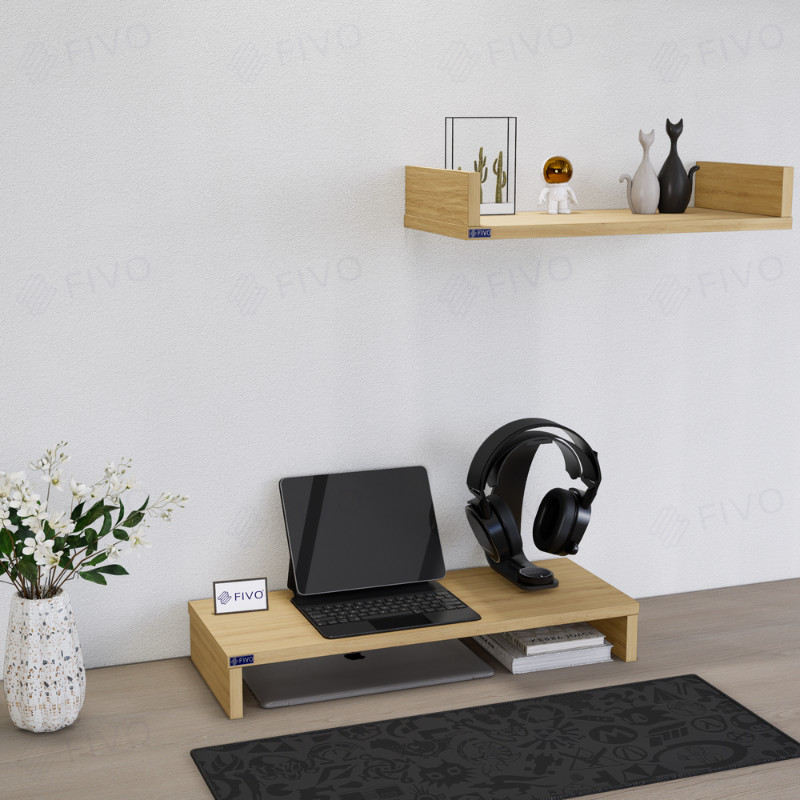 Kệ Máy Tính Gỗ FIVO FB25 đặt trên bàn