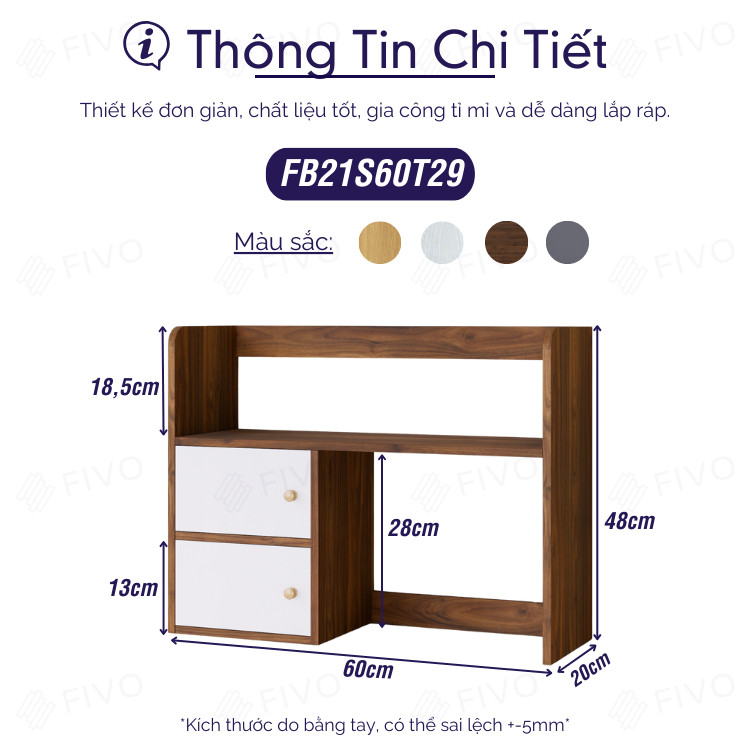 Kệ sách mini để bàn FIVO có hộc tủ
