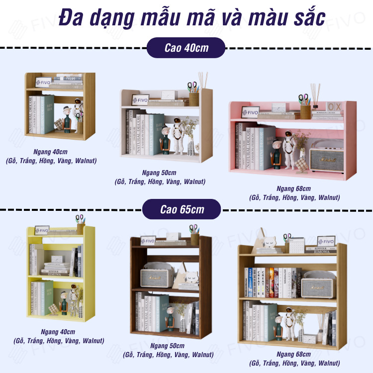 Kệ Sách Gỗ 2 Tầng Đa Năng FB22 FIVO Đa Năng