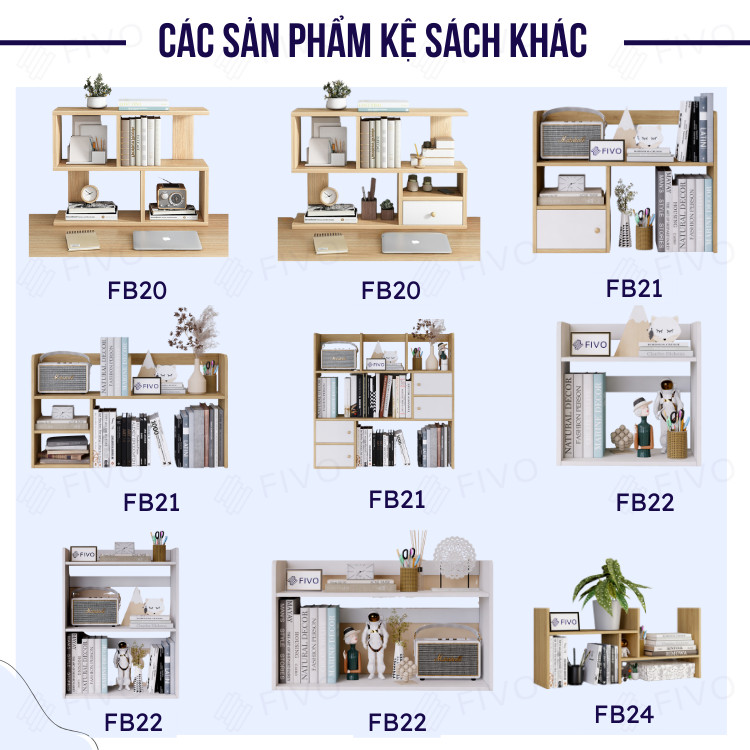 Kệ Sách Gỗ 2 Tầng Đa Năng FB22 FIVO Kích Thước Lớn