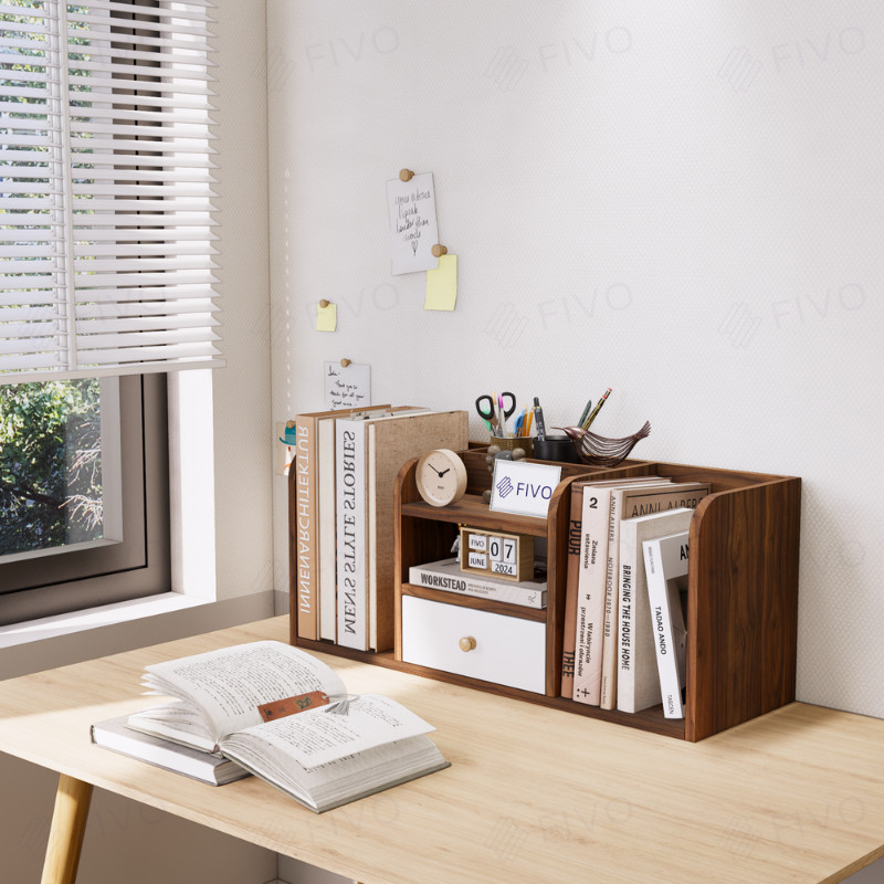 Mô tả Kệ Sách Gỗ Đẹp Để Bàn FIVO FB26 Cao Cấp Màu Gỗ Và Walnut, Có Hộc, Tiết Kiệm Diện Tích, Bo Góc Thẩm Mĩ - 9