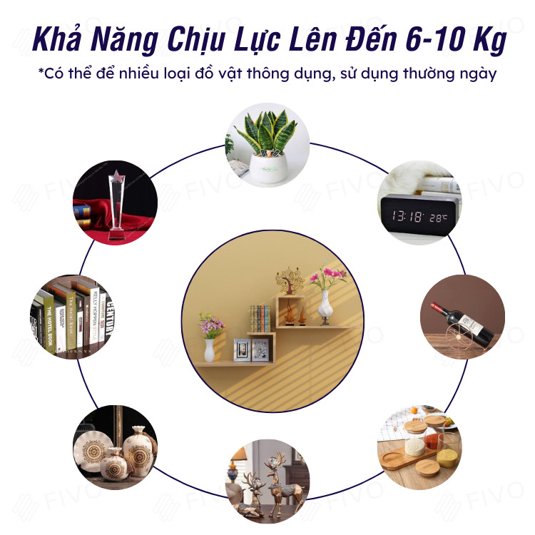 Mô tả Kệ Để Sách Gỗ Treo Tường Đẹp Chữ J FIVO FB42, Gỗ Chống Ẩm, Thiết Kế Âm Tường, Đa Dạng Cách Trang Trí, Chịu Lực Tốt - 5