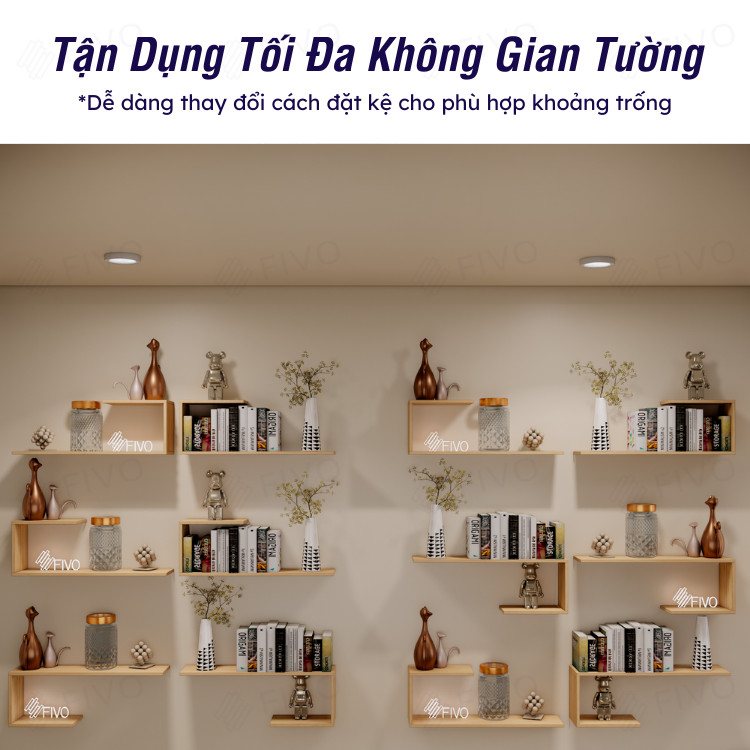 Mô tả Kệ Để Sách Gỗ Treo Tường Đẹp Chữ J FIVO FB42, Gỗ Chống Ẩm, Thiết Kế Âm Tường, Đa Dạng Cách Trang Trí, Chịu Lực Tốt - 6