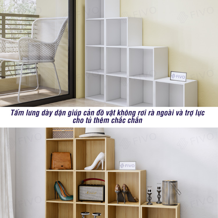 Mô tả Kệ Sách Gỗ Tổ Ong FIVO FB01 Đa Tầng Dễ Lắp Ráp, Có Tấm Lưng Dày Dặn, Phù Hợp Với Mọi Không Gian, Đa Dạng Cách Sắp Xếp - 6