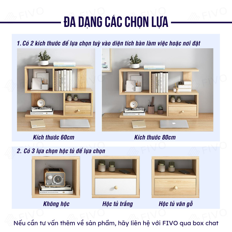 Kệ Sách Gỗ Để Bàn FIVO FB20