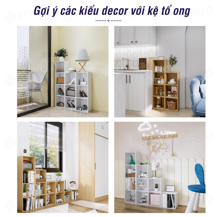 Mô tả Kệ Sách Gỗ Tổ Ong FIVO FB01 Đa Tầng Dễ Lắp Ráp, Có Tấm Lưng Dày Dặn, Phù Hợp Với Mọi Không Gian, Đa Dạng Cách Sắp Xếp - 8