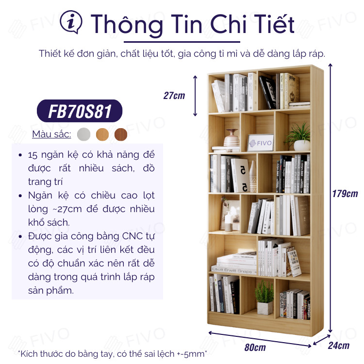 Kệ sách FIVO FB70 màu trắng