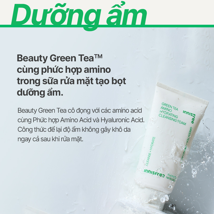 Mô tả Bộ đôi làm sạch nước tẩy trang dưỡng ẩm Innisfree Green Tea Amino 320ml và Sữa rửa mặt Green Tea Foam 150g - 2