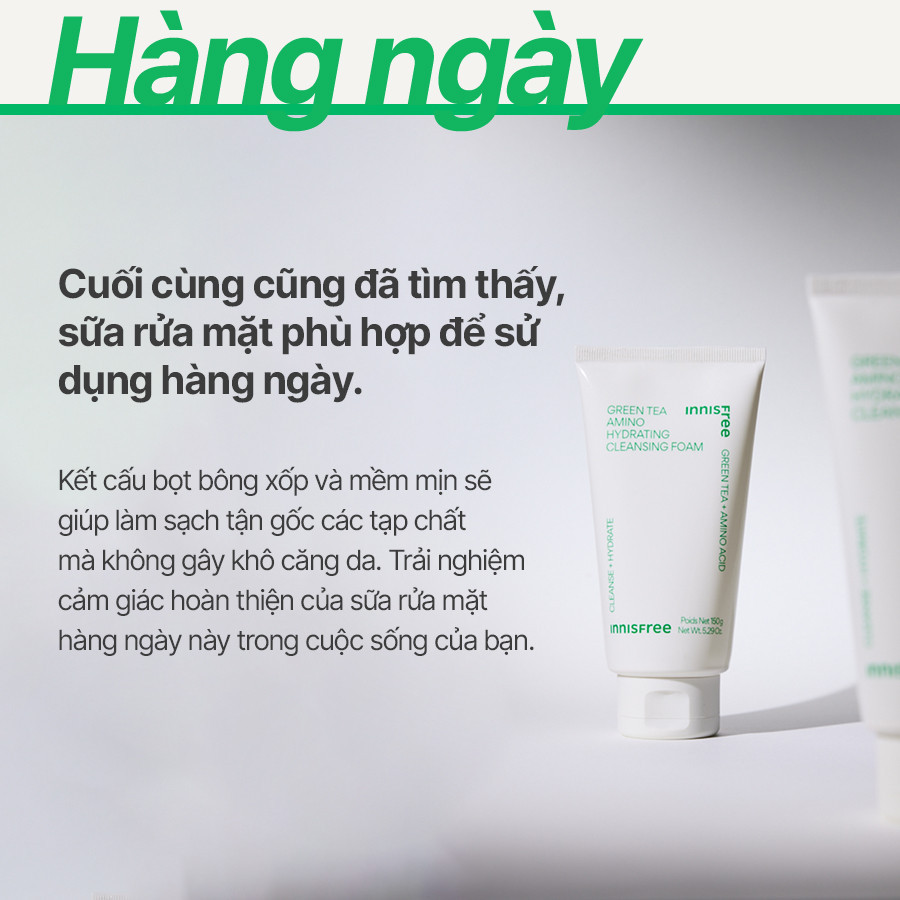 Mô tả Bộ đôi làm sạch nước tẩy trang dưỡng ẩm Innisfree Green Tea Amino 320ml và Sữa rửa mặt Green Tea Foam 150g - 4
