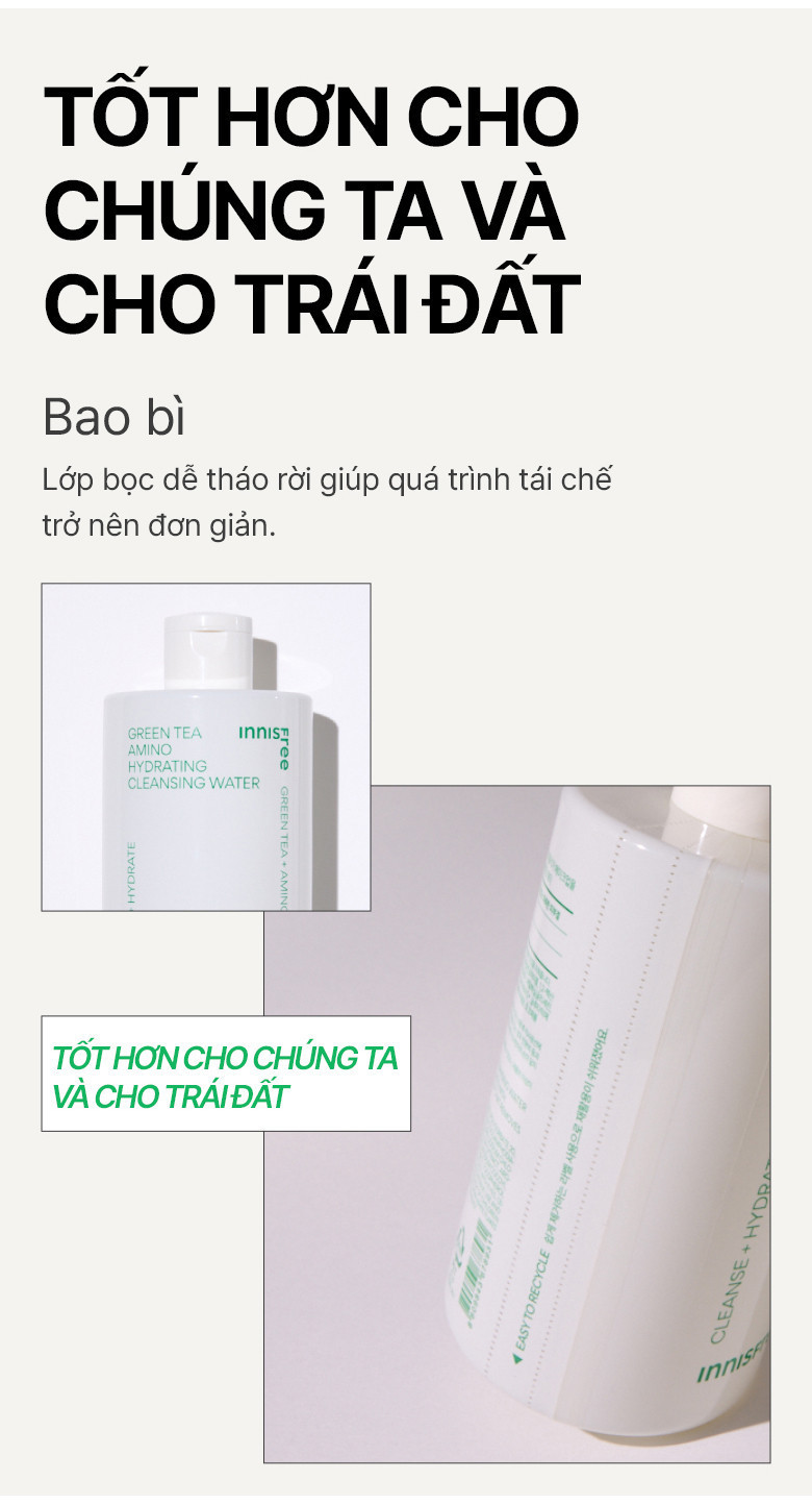 Mô tả Bộ đôi làm sạch nước tẩy trang dưỡng ẩm Innisfree Green Tea Amino 320ml và Sữa rửa mặt Green Tea Foam 150g - 8