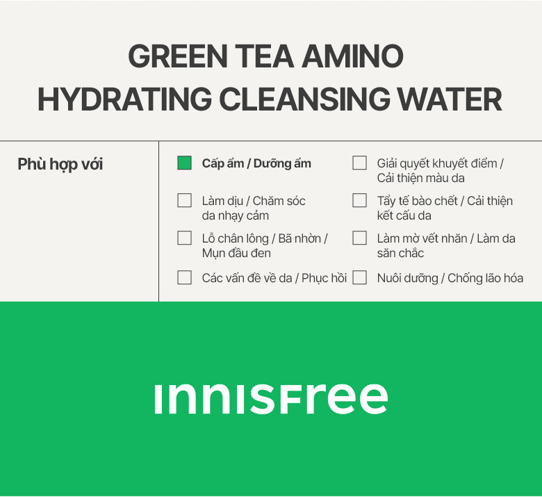 Mô tả Bộ đôi làm sạch nước tẩy trang dưỡng ẩm Innisfree Green Tea Amino 320ml và Sữa rửa mặt Green Tea Foam 150g - 10