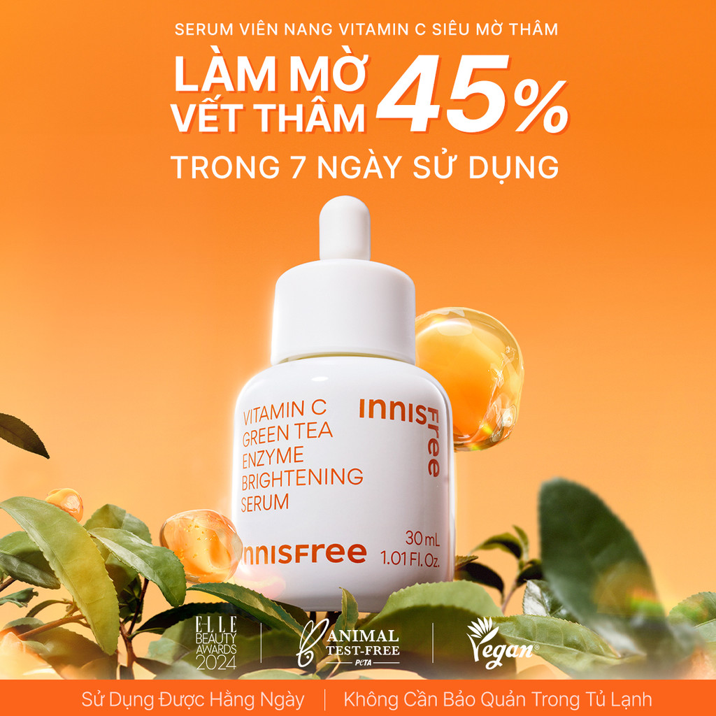 Mô tả Serum Vitamin C sáng da, mờ thâm mụn INNISFREE Green Tea Enzyme Brightening Serum 30ml - 1