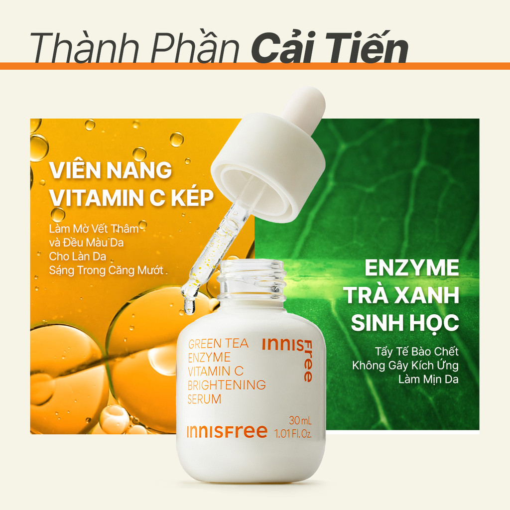 Mô tả Serum Vitamin C sáng da, mờ thâm mụn INNISFREE Green Tea Enzyme Brightening Serum 30ml - 3
