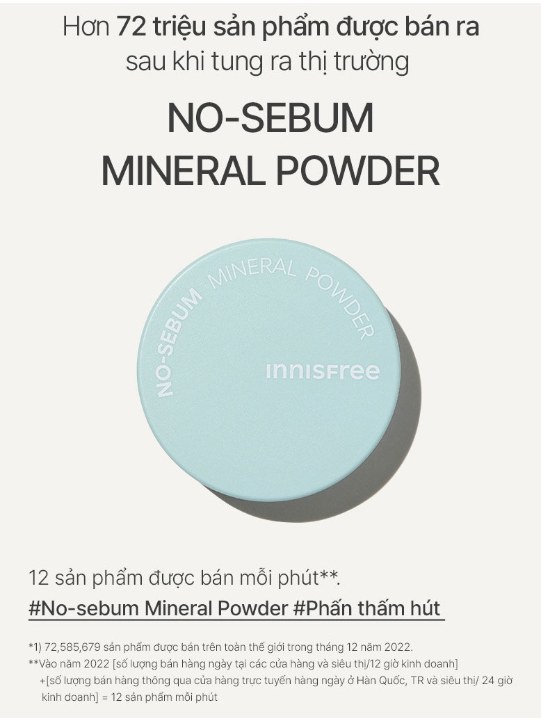 Mô tả Bộ 2 Phấn phủ bột kiềm dầu, mịn lì lâu trôi INNISFREE No Sebum Mineral Powder 5g - 3