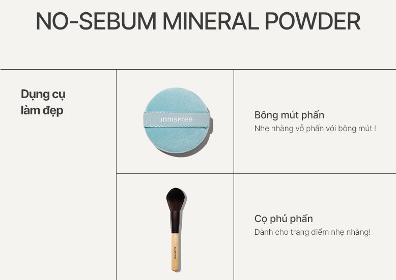 Mô tả Bộ 2 Phấn phủ bột kiềm dầu, mịn lì lâu trôi INNISFREE No Sebum Mineral Powder 5g - 12