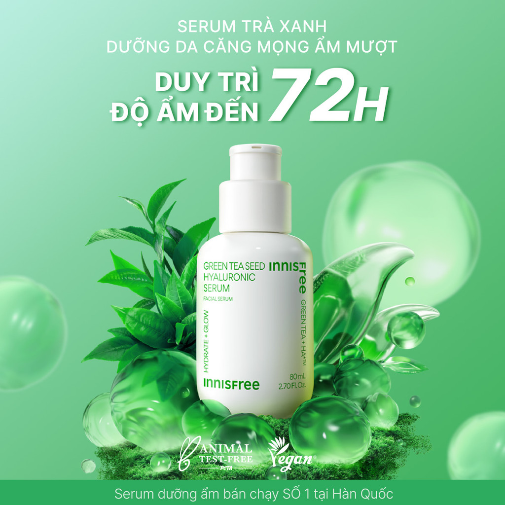 Mô tả Serum trà xanh cấp ẩm sâu phục hồi da, với Probiotics INNISFREE Green Tea Seed Hyaluronic Serum 80mL - 1