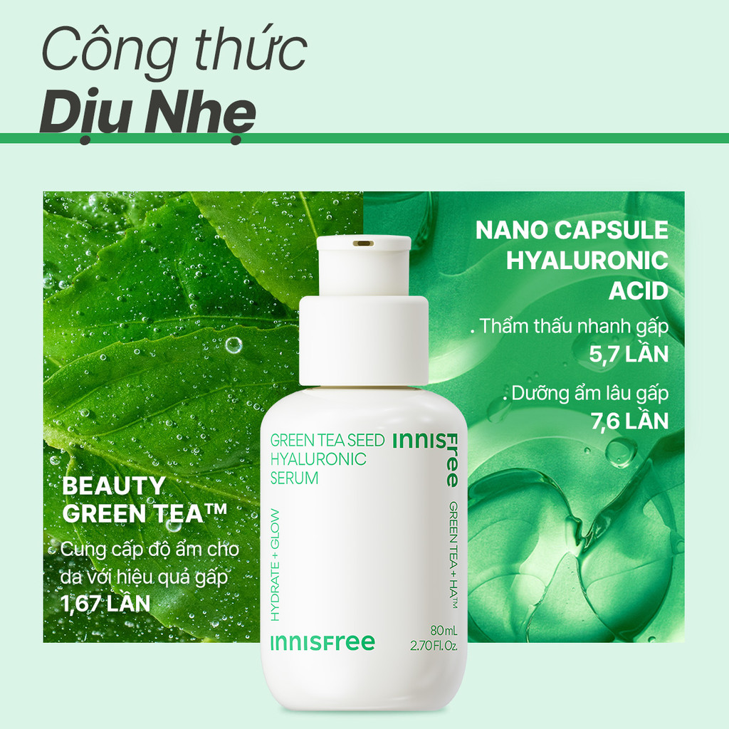 Mô tả Serum trà xanh cấp ẩm sâu phục hồi da, với Probiotics INNISFREE Green Tea Seed Hyaluronic Serum 80mL - 3