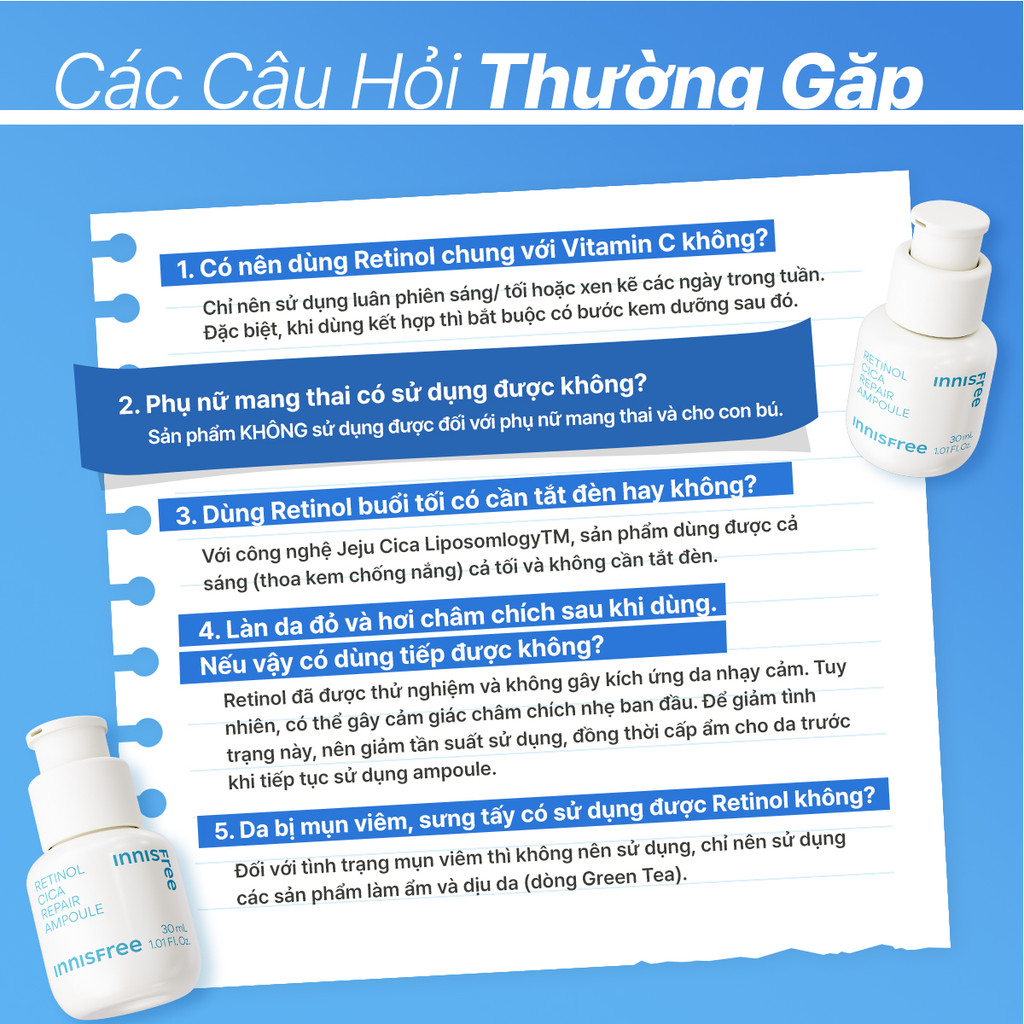 Mô tả Serum kiểm soát dầu mụn cho da láng mịn INNISFREE Retinol Cica Repair Ampoule 30mL - 7
