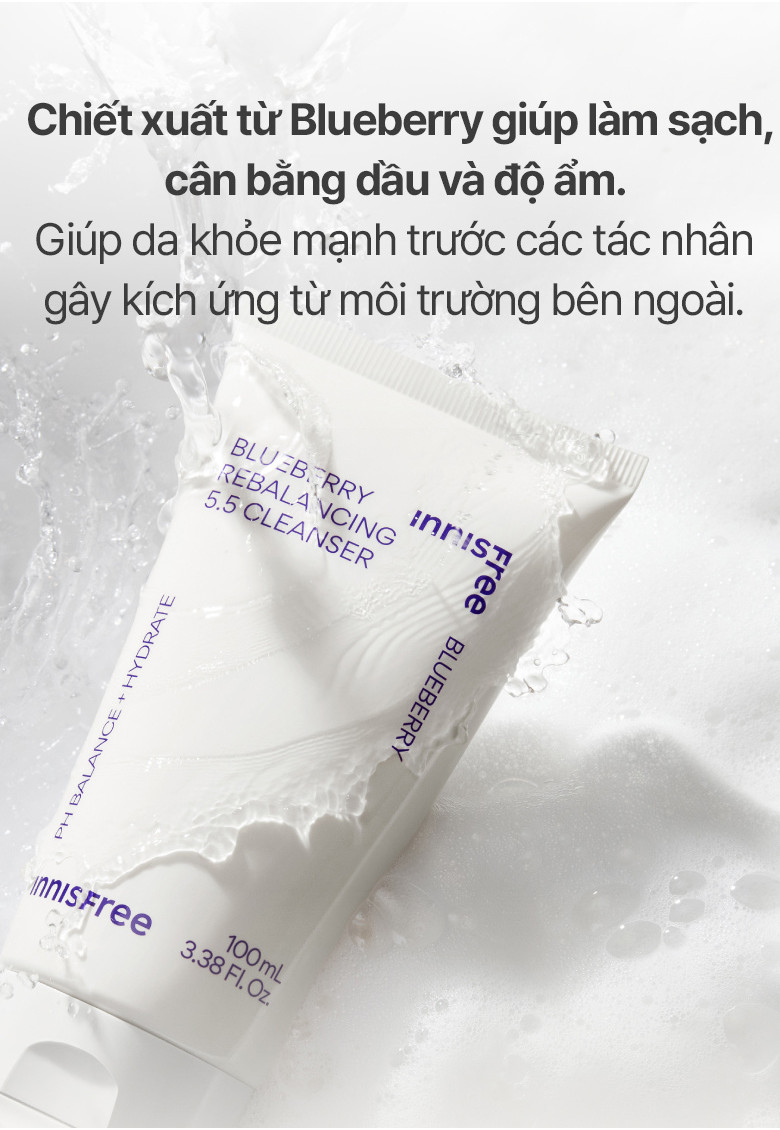 Mô tả Sữa rửa mặt Blueberry làm sạch, cân bằng dầu và độ ẩm innisfree Blueberry Rebalancing 5.5 Cleanser - 1